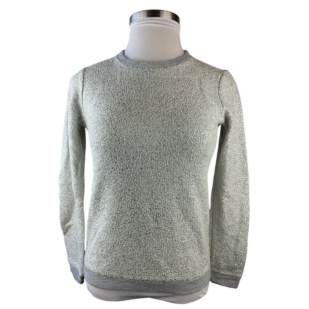 NWT Anthropologie x Dolan Left Coast Shine Sweater Silver Textured Pullover XS - Picture 2 of 16